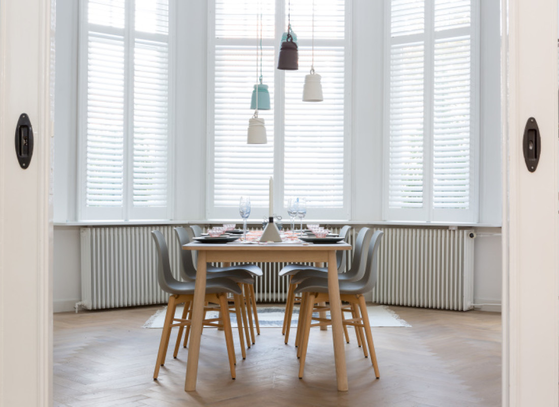 shutters in eetkamer ronde erker